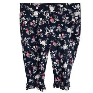 Lane Bryant Capri Pants Womens Plus 20P The Allie Ankle Floral Ruffle High Rise